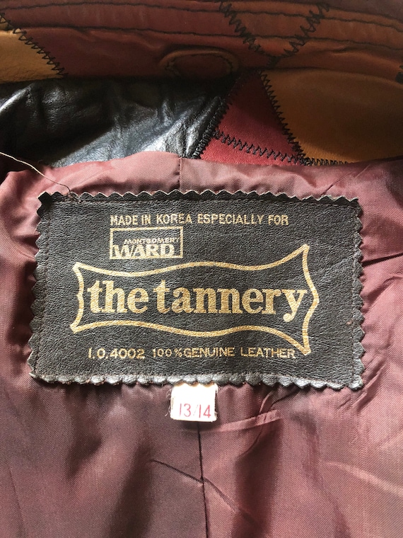 70s leather patchwork coat - image 3