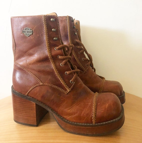 New vintage Harley Davidson platform boots