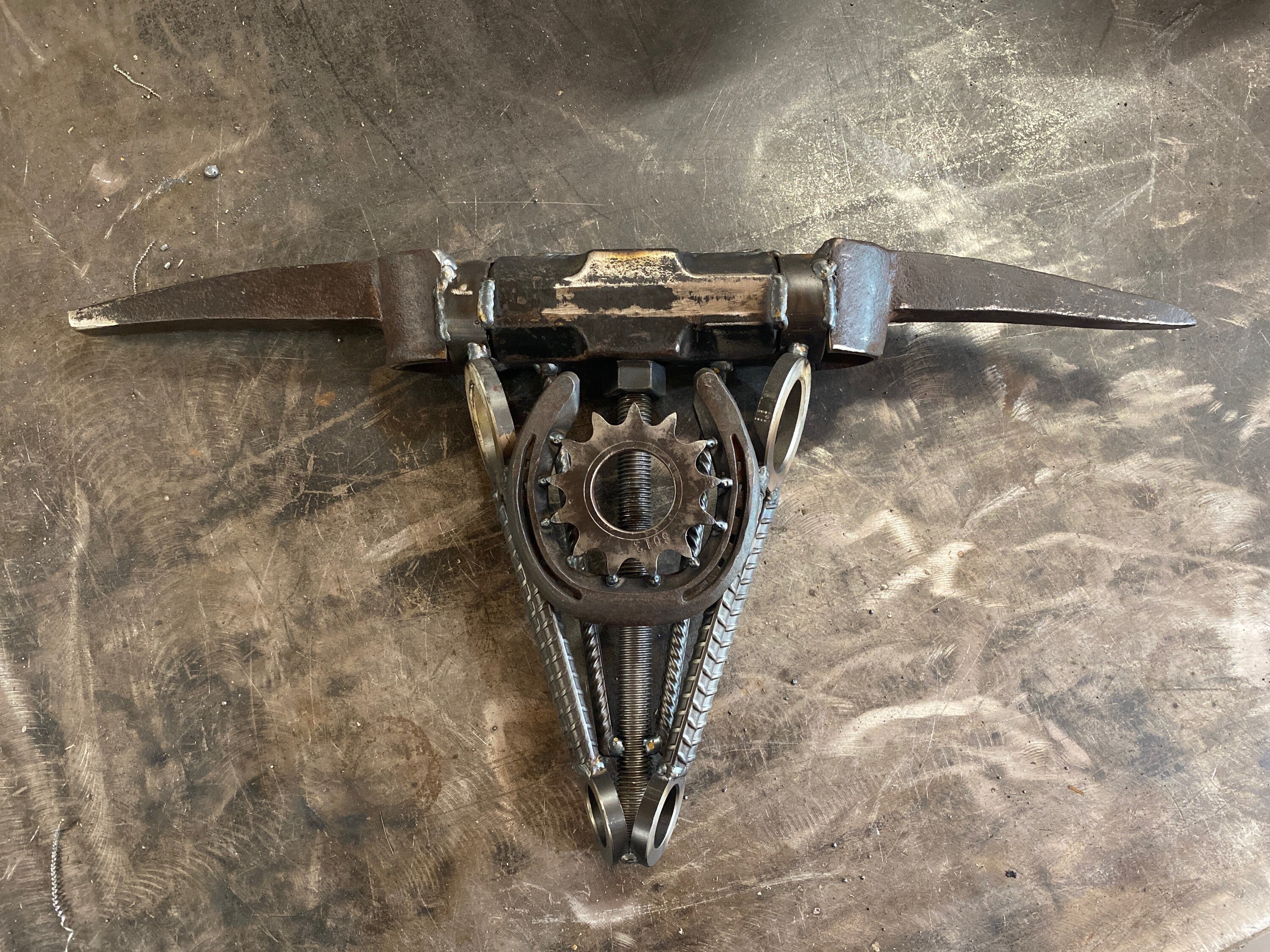 Scrap Metal Bull/Cow Skull Sculpture FREE SHIPPING Etsy