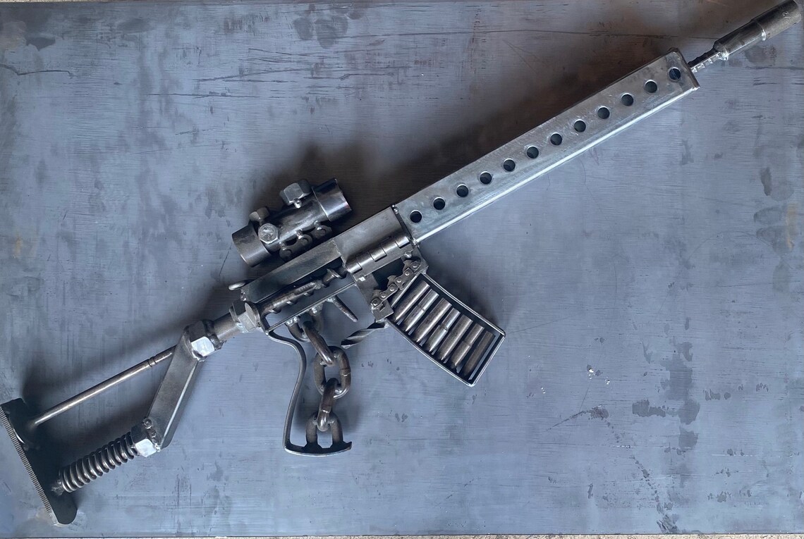 Scrap metal ar15 gun rifle sculptures FREE SHIPPING Etsy
