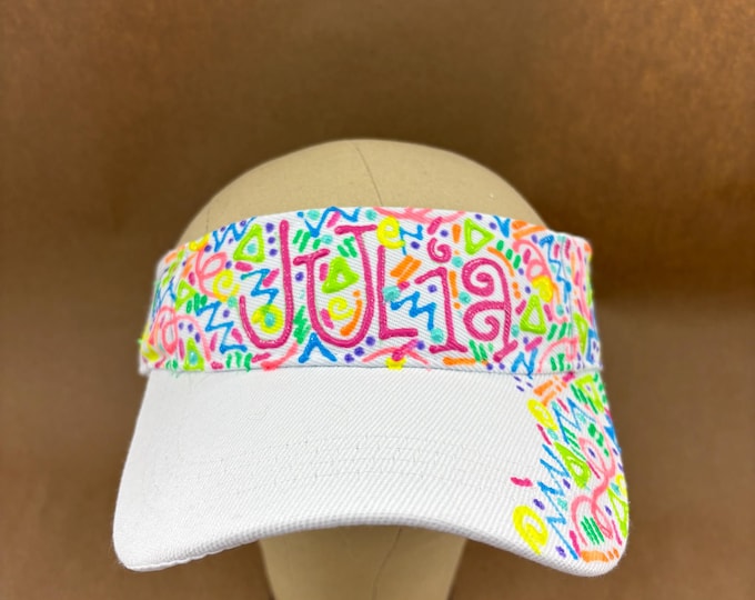Featured listing image: 90s Retro Visor: Personalized Hand-Painted Sun Visor