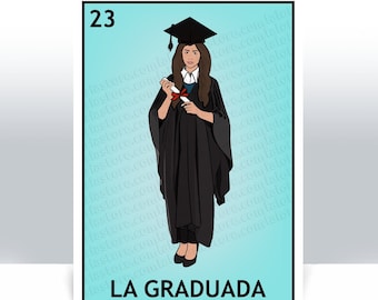 2026 Printed La Graduada Customizable Mexican Lottery Game Card - The Girl Graduate Mexican Bingo Art Print - Poster - Many Sizes -