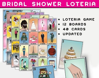 Bridal Shower Loteria Themed Game  - Wedding Bingo Board Game - 40 Cards Deck