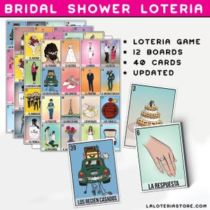 Juego de lotería para despedida de soltera - Juego de bingo para bodas - Baraja de 40 cartas