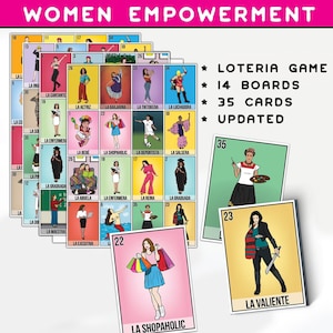 Frauen Empowerment Loteria Spiel - Bingo Brettspiel - Familiengeschenk - 35 Karten Deck - 14 Spielbretter