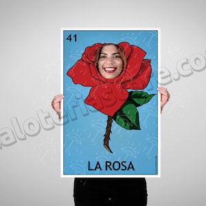 La Rosa Loteria Photo Booth Party Prop Frame Cut Out Rose Mexican Fiesta Foreground Prop Vinyl Canvas Print image 1