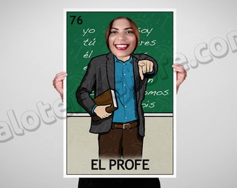 El Profe Photo Booth Loteria Prop Frame  - Teacher Mexican Bingo Foreground Prop Cut Out Vinyl Canvas Print