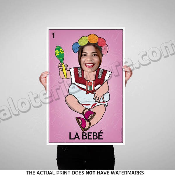 La Bebe Photo Booth Loteria Prop Frame  - Baby Girl Mexican Bingo Foreground Prop Cut Out Vinyl Canvas Print - Gender Reveal