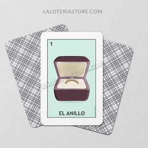 Propuesta - Tarjeta de lotería de anillo - Anillo Boda - Impresión artística de bingo latino de anillo de boda - Póster - Muchos tamaños