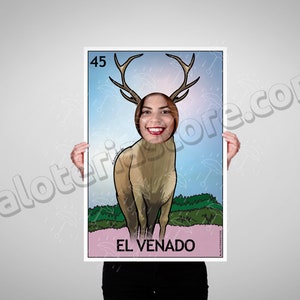 El Venado Photo Booth Fiesta Loteria Prop Marco Cortado - Ciervo Mexicano Partido Foreground Prop Vinilo Canvas Print