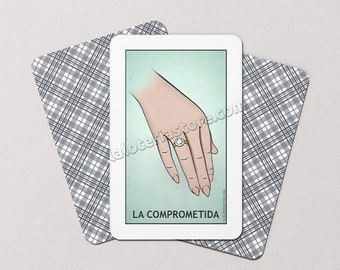 Engagement Reveal Card - Loteria La Comprometida Card Print - Anillo Boda - Ring Wedding Mexican Bingo Art Print - Poster - Many Sizes