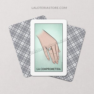Tarjeta de revelación de compromiso - Impresión de tarjeta de Lotería La Comprometida - Anillo Boda - Impresión artística de bingo mexicano - Póster - Varios tamaños