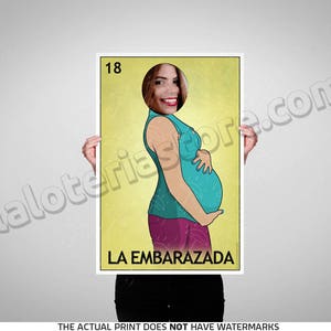 La Embarazada Photo Booth Loteria Prop Frame - Zwangere Baby Douche Mexicaanse Bingo Voorgrond Prop Uitgesneden Vinyl Canvas Print