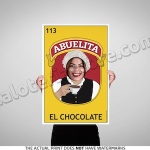 El Chocolate Photo Booth Loteria Cut Out Prop Fiesta Frame - Abuelita Mexican Bingo Foreground Prop Vinyl Canvas Print