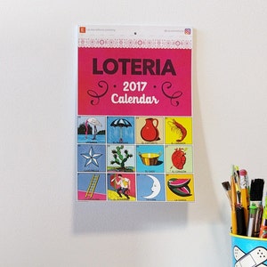 Calendario 2025 hecho a mano con tarjetas de lotería, impresiones desmontables, impresión artística del calendario de bingo mexicano de 13 meses, póster