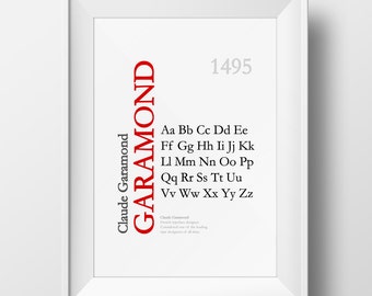 Garamond Font Type Designer Art Print - Poster - Many Sizes