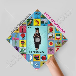 La Graduada Printed Topper Cap Graduation Loteria Topper 9.3"x9.3" Card Stock - Vinyl Print - The Graduate Mexican Bingo Art Print