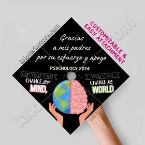 Class 2025 Graduation Topper Aanpasbare tekst Psychologie Class of Print Karton Vinyl - 9,3" x 9,3"