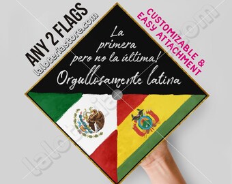 Aanpasbare afstudeerpettopper - 2 Flags Latina Latino