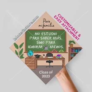 Class 2025 Aanpasbare tekst topper klaslokaal Afstuderen print karton vinyl - 9,3" x 9,3"