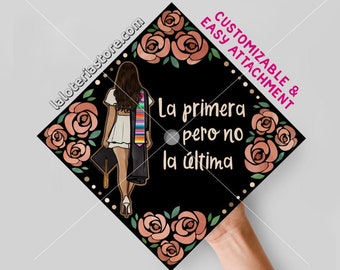 Class 2023 Customizable Text Graduation Girl Walking Away Latina Sarape Rose Gold Floral Print Card Stock Vinyl  -  9.3"x9.3"