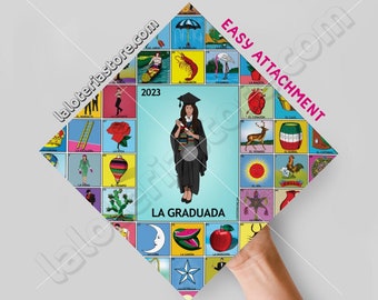 2023 Graduation Sarape La Graduada Loteria Topper 9.3"x9.3" Card Stock - Vinyl Print - The Graduate Mexican Bingo Art Print