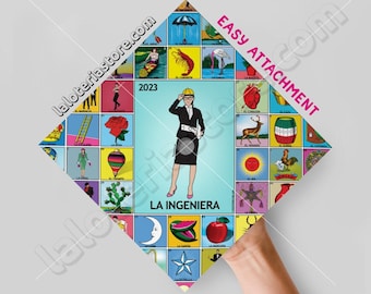 CLASS 2023 Graduation Topper Loteria La Ingeniera 9.3"x9.3" Card Stock - Vinyl Print - The Graduate engineer Mexican Bingo Art Print