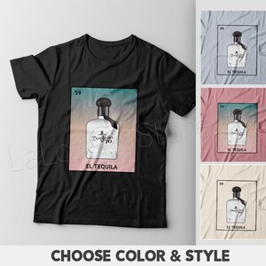 Camiseta El Tequila Loteria - Tarjeta de Bingo Latino - Múltiples Colores - Regalo - Camiseta Unisex 100% Algodón