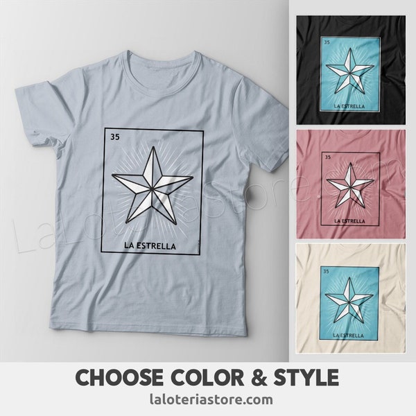 T-shirt La Estrella Loteria - Carta Bingo Latino - Colori multipli - Regalo - Maglietta unisex 100% cotone