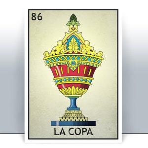 La Copa Loteria Karte - Ace of Cups Spanisch Deck Mexikanisches Bingo Kunstdruck - Poster - Viele Größen