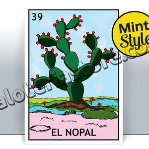Karta loterii El Nopal - The Prickly Pears Mexican Bingo Art Print - Plakat - Wiele rozmiarów