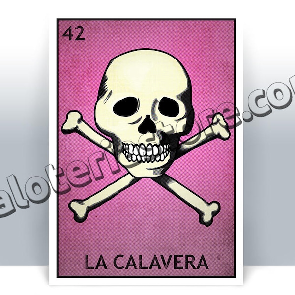 La Calavera Loteria Card - The Skull Mexican Bingo Art Print - Poster - Many Sizes