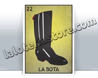 La Bota Loteria Card - The Boot Lottery Art Print - Poster - Many Sizes