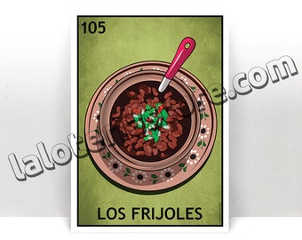 Los Frijoles Mexikanische Lotterie Spiel Karte - Mexikanisches Essen Bingo Bohnen Kunstdruck - Poster - Viele Größen