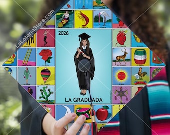 Customizable Graduation Cap Topper- La Graduada - The Graduate Mexican Bingo Print