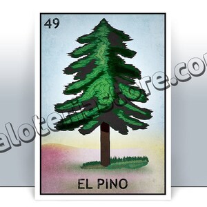 El Pino Loteria Karte - Kiefer mexikanischen Bingo Kunst-Druck - Poster - viele Größen