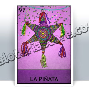 La Piñata Estrella Loteria Card - Mexican Bingo Art Print - Poster - Many Sizes - Pinata