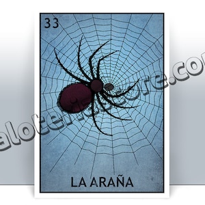 La Araña Loteria Karte - Die Spinnen Lotterie Kunstdruck - Poster - Viele Größen - Arana