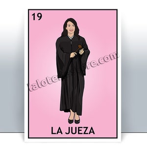 Klasse 2025 Abschluss -  La Jueza Loteria Karte - The Judge Mexikanische Bingo Kunstdruck - Poster - Viele Größen - Individuell einstellbar