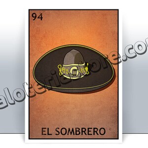 El Sombrero Loteria Karte - mexikanischen Mariachi Hut Bingo Kunstdruck - Poster - viele Größen