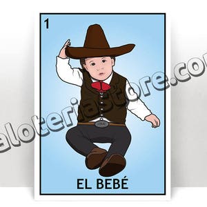 El Bebe Loteria Card - Baby Boy - Gender Reveal - Pregnancy - Mexican Bingo Baby Shower Birthday Art Print - Poster - Many Sizes