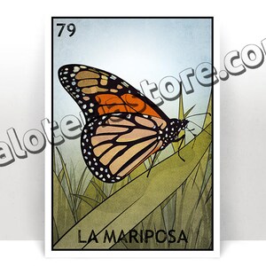 La Mariposa Monarca Loteria Card - La Mariposa Mariposa Mexicana Bingo Arte Impresión - Cartel - Muchos Tamaños