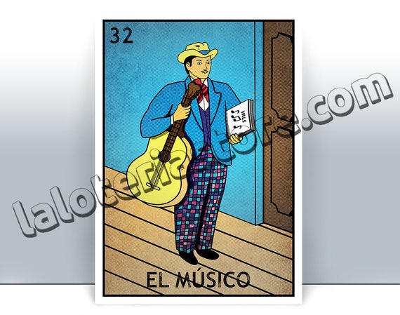 El Musico Loteria Card Mexican Bingo Musician Art Print - Etsy