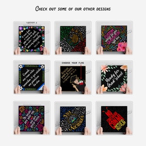 May include: A collection of square graduation cap designs with various text and floral elements. The designs include phrases like "Ready for Grad School" and "Custom Message for your Graduation". The image also features text that says "Check out some of our other designs."