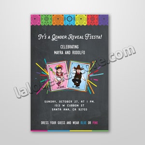 Gender Reveal Printed Party invitations Fiesta - 4x6&quot; with Custom Details