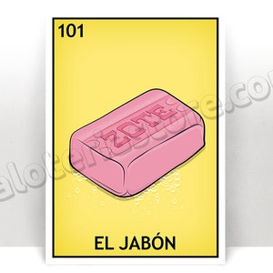 El Jabon Loteria Karte - die Seife mexikanischen Bad Kunstdruck - Poster - viele Größen