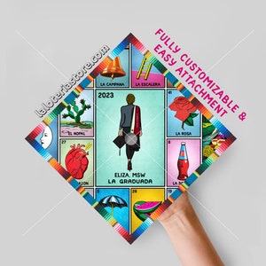 Klasse 2025 Personalisierter Sozialarbeiter Topper Cap Abschlussfeier Große Karten Loteria Kartondruck