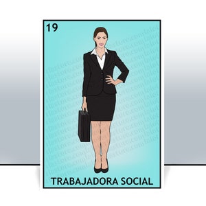 La Trabajadora Social Loteria Karte - Sozialarbeiter mexikanische bingo Kunstdruck - Poster - viele Größen