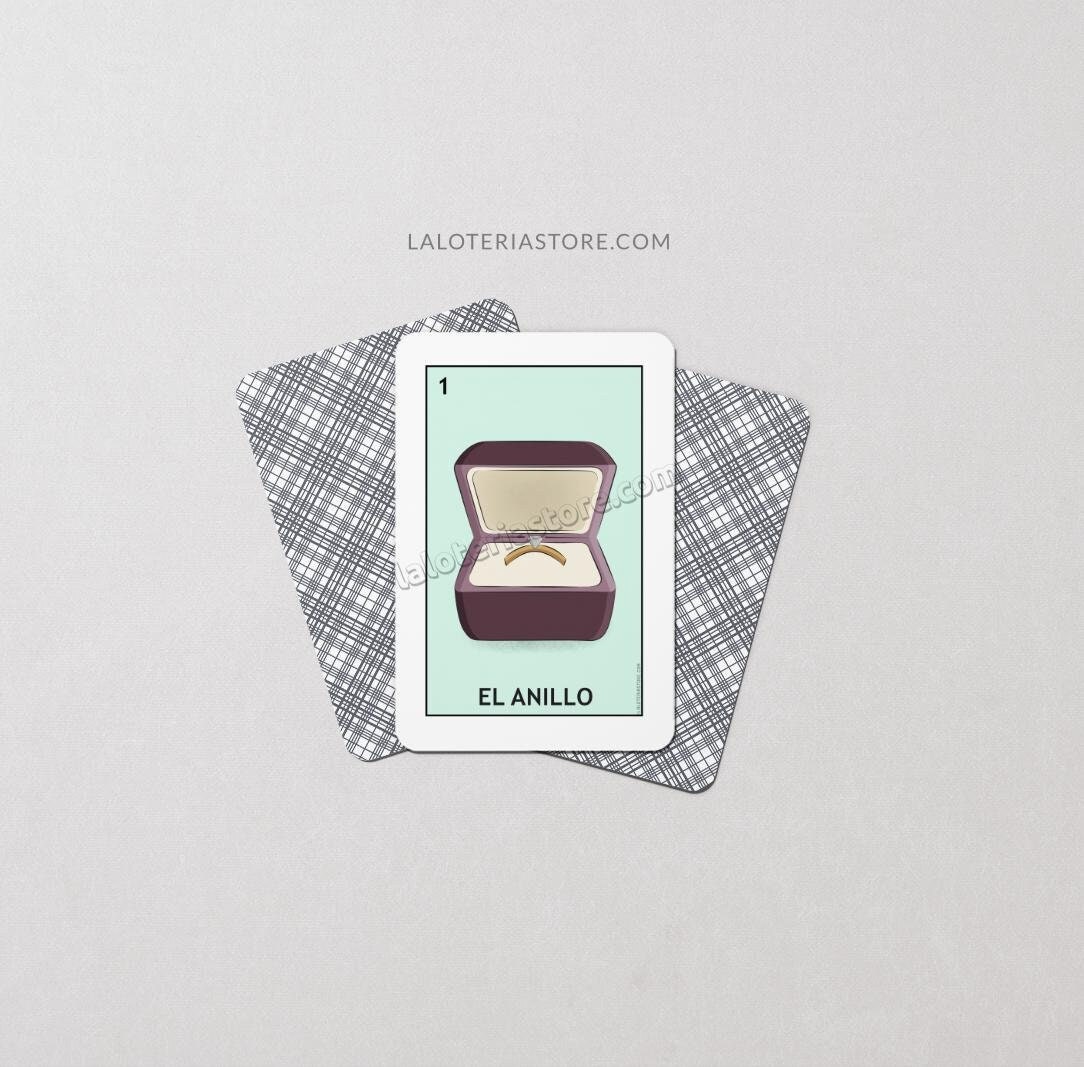 Proposal - Ring Loteria Card - Anillo Boda - Ring Wedding Latino Bingo Art Print - Poster - Many Sizes