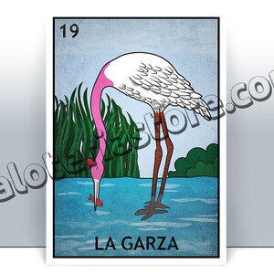 La Garza Loteria Karte - Heron Lotterie Kunst-Druck - Poster - viele Größen